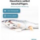 Ein plüschiger Fischspielzeug mit einem versteckten Gerät im Inneren, mit Text über hohe Batteriekapazität und 90-minütiger Ladezeit, von PetTec.
