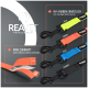 REAVET Professional Hundeleinen in Gelb, Orange, Blau und Schwarz mit schwarzen Karabinern; deutscher Text 'In 4 Farben erhältlich'.