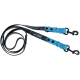 Schwarze und blaue gesprenkelte Hundeleine mit geflochtenen blauen Griffen und Metallclips, beschriftet mit "KERBL Pet".