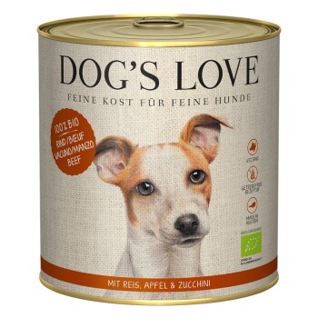Dogs’s Love BIO 6 x 800 g Bœuf au riz, aux pommes et aux courgettes