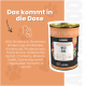 Dose Alphazoo Hundefutter mit der Aufschrift „Wild Rind“ und Zutaten wie Rindfleisch, Spinat, Cranberry und Ölen.