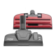 Ein schwarzes und rotes Staubsaugerzubehör mit einem breiten Reinigungsaufsatz und einem zentralen Anschluss, mit dem Thomas-Logo.