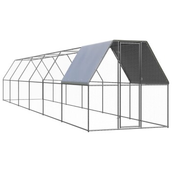 Hühnerkäfig / Freilaufgehege mit Teilüberdachung 2 m, 12 m, 2 m