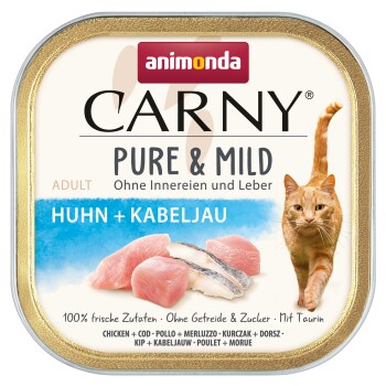 Carny mokra karma dla kota dorosłego, Pure and Mild 32x100 g Kurczak i dorsz
