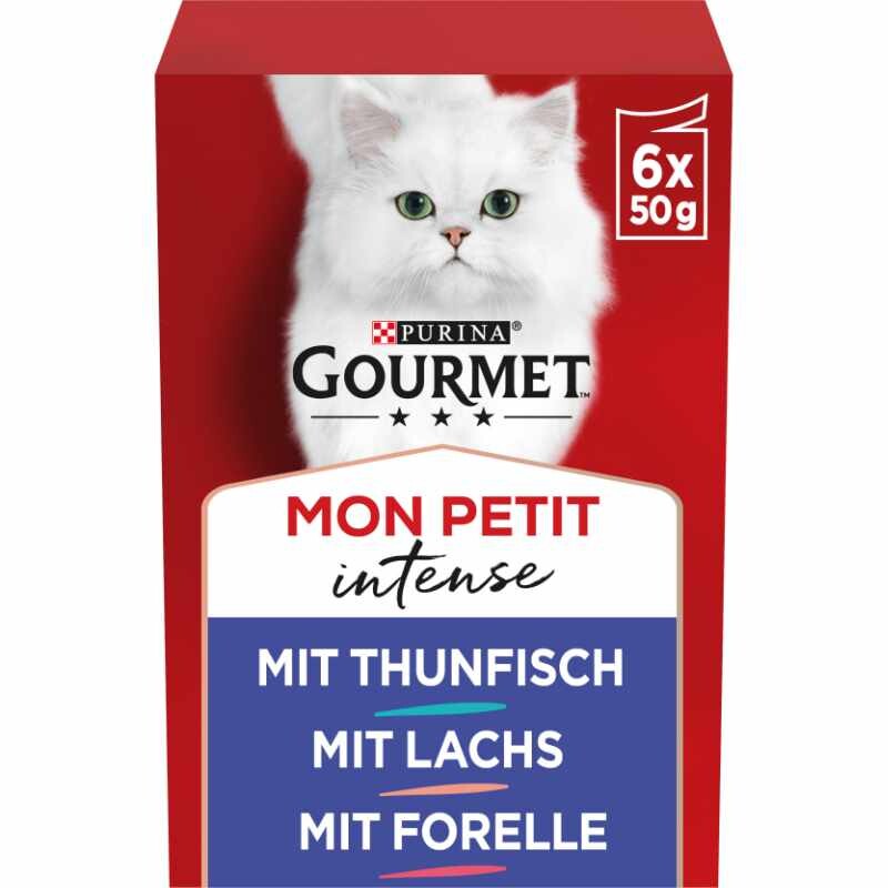 GOURMET Mon Petit Intense 8 x 6 x 50 g met tonijn, zalm, forel 48x50 g