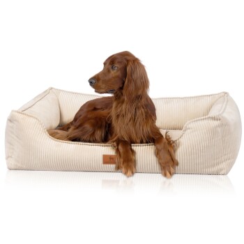 orthopädisches Hundebett aus Cord mit Handwebcharakter Nunavut beige M-L
