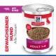 Dose Hill's Science Plan Adult Hundefutter Loaf Pâté (Rind), Etikett zeigt 'ADULT 1–6', 'LOAF PÂTÉ' und 'ERWACHSENER HUND'.