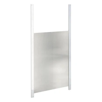 Porte coulissante en aluminium 30 x 40 cm Porte pour animaux de compagnie en métal avec des barres verticales argentées et un panneau solide au centre, conçue pour contenir les animaux de compagnie.