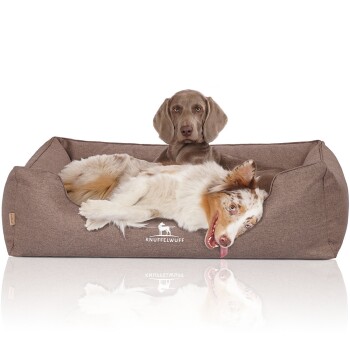 Orthopädisches Hundebett Wippo aus Velours mit Handwebcharakter rehbraun XXXL