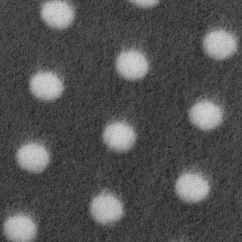 Gros plan d'un tissu gris texturé avec des pois blancs, adapté pour des accessoires pour animaux ou de la literie.