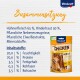 Vitakraft Tierleckerliverpackung mit "pure CHICKEN" und einem Golden Retriever, mit Zutatenliste: 65% Huhn, 30% Rinderhaut und Nährwertangaben.