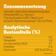 Etikett der Haustierfutterverpackung zeigt Zusammensetzung und analytische Bestandteile, einschließlich "Zusammensetzung" und "Analytische Bestandteile (%)."