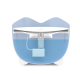 Ein Haustier-Wasserbrunnen mit einem transparenten blauen Sockel, der den internen Wassertank und den Pumpmechanismus zeigt.