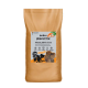 Braune Tüte mit 'BUGBELL BUGFUTTER' Haustierfutter mit Insektenprotein, Karotten und Hefe; glutenfrei, zuckerfrei und hypoallergene Symbole.