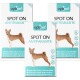 Drei Boxen "Optipet Spot On Antiparasite" für Hunde, mit einer Basenji-Illustration und mehrsprachigen Informationen zum Schutz vor Flöhen und Zecken.