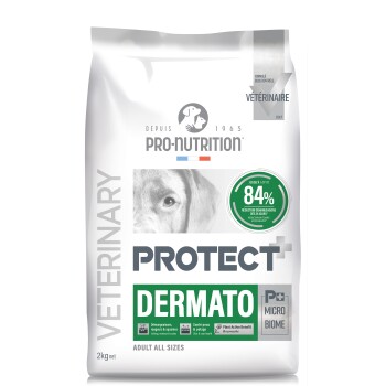 Beutel Pro-Nutrition Protect+ Dermato veterinärmedizinisches Hundefutter für erwachsene Hunde, reduziert Juckreiz um 84 % in 28 Tagen, 2 kg.