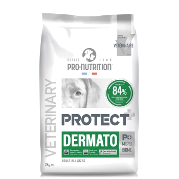 Beutel Pro-Nutrition Protect+ Dermato veterinärmedizinisches Hundefutter für erwachsene Hunde, reduziert Juckreiz um 84 % in 28 Tagen, 2 kg.