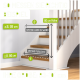 Treppe mit deutschen Messanweisungen: "So messen Sie richtig," "Abstand Wand zu Wand," "Abstand Fußleiste," "Ihre Größe: 93-101 cm."