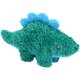 Flauschiges türkisfarbenes Dinosaurier-Plüschspielzeug mit blauen Stacheln und einem schwarzen Knopfauge, ideal für das Spiel mit Haustieren.