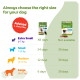 Dog size chart: Extra Small 2–7kg, Small 7–12kg, Medium 12–18kg, Large 18–27kg. Badge: 'Advised 1 chew/day'.