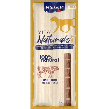 Emballage de friandises pour chiens Vitakraft Vita Naturals stick de bœuf, 100 % naturel, Sans sucre ajouté / Sans céréales / Sans additifs, Fabriqué en Allemagne.