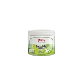 ZEDAN Fessel-Fit maucare Pferdepflegecreme in einem weißen Behälter mit grünen Akzenten, beschriftet mit "Intensive Fesselpflege."