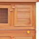 Holzhaustierkäfig mit einem Drahtgitterfenster und zwei Holztüren, mit einem gelben Knopf und natürlicher Holzoberfläche.