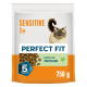 Sac Perfect Fit Sensitive 1+ pour chat avec photo de chat, croquettes, RICHE EN DINDE, TOTAL 5 FORMULA, 750 g