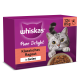 Whiskas Pure Delight Katzenfutterbox, violett, grau getigerte Katze, Aufschrift 'Klassisches Ragout in Gelee', '12x 85 g'