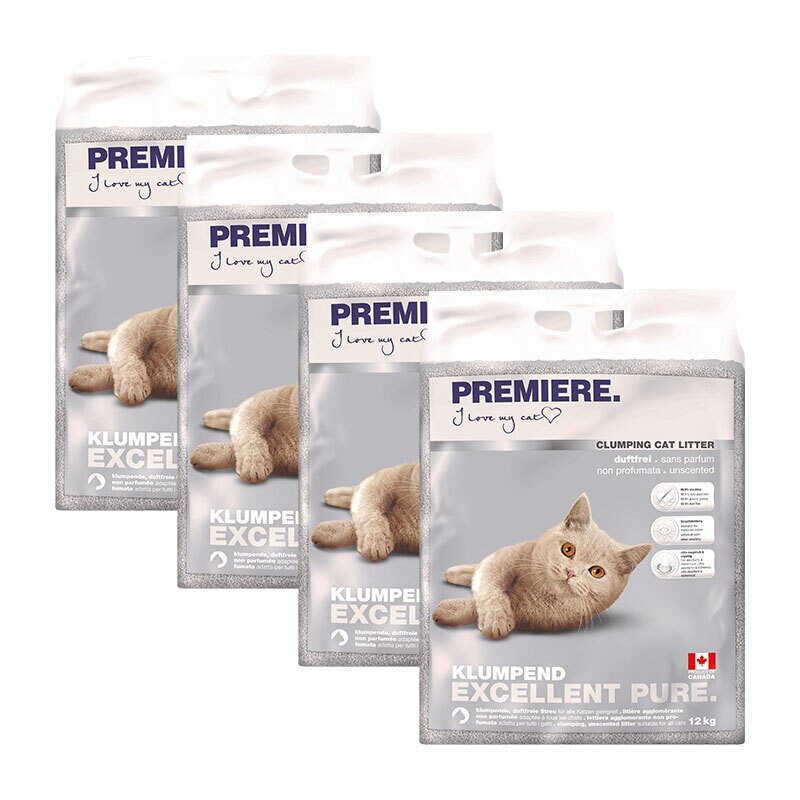 PREMIERE Excellent ongeparfumeerd klonterstrooisel Pure 4x12 kg