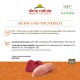 Almo Nature Katzenfutter "Huhn und Thunfisch": Huhn 48%, Thunfisch 27%, Brühe 24%, Reis 1%. Glutenfrei, Protein 17%, Fett 0,2%, Feuchtigkeit 79%.