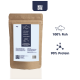 Braune Papiertüte mit der Aufschrift "KauDas", die 60g fischbasiertes Tierfutter enthält, mit den Hinweisen "100% Fisch", "90% Protein" und "Mit Omega-3."