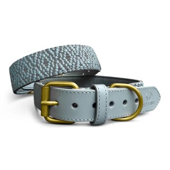 Premium Halsband Gepolstert anthrazit/ blau L