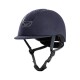Navyblauer Reithelm mit einem schlanken Design, das eine strukturierte Oberseite und einen verstellbaren Kinnriemen aufweist.