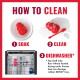 How to clean: red KONG rubber toy—1 soak in soapy water, 2 scrub with brush, 3 top-shelf dishwasher (no heated drying).
