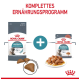 Royal Canin Hairball Care Verpackung mit Trockenfutter und Nassfutter, zeigt "Komplettes Ernährungsprogramm" und "Bewährte Ergebnisse in 14 Tagen."