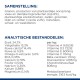 Voedingsinformatie en ingrediëntenlijst voor huisdieren in het Nederlands, met details over samenstelling, analytische componenten en vitamines per kg.