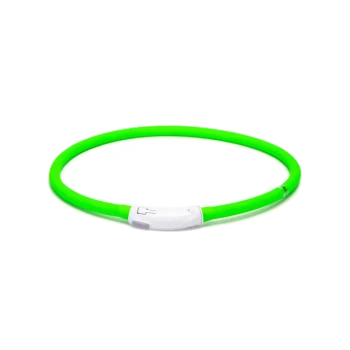 Helle grüne Haustierhalsband mit einem weißen Verschluss, entworfen für Sichtbarkeit und Komfort.