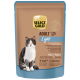 Select Gold Adult Light Katzenfutterbeutel für Katzen über 1 Jahr, Hühnerpastete, getreidefrei, ohne Zuckerzusatz oder Soja, mit Bild einer schwarz-weißen Katze.