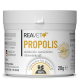 Behälter mit REAVET Propolis, einem natürlichen Ergänzungsmittel für Haustiere, auf Deutsch beschriftet, das besagt, dass es die natürlichen Abwehrkräfte stärkt, 20g.