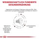 Hundefutterprodukt, das seine wissenschaftliche Formel zeigt, angereichert mit Omega-3, Vitaminen und präbiotischen Ballaststoffen für die Verdauungsgesundheit.