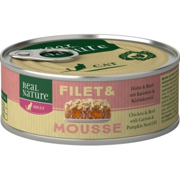 Filet & Mousse Adult 6x85g Huhn & Rind mit Karotten & Kürbiskernöl