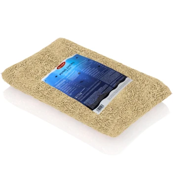 Pond Sticks Haustierfutterpaket mit beigen Pellets, mit einem blauen Etikett, das die Zutaten und Fütterungshinweise detailliert.