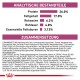 Nährwerttabelle für Haustierfutter mit Angaben zu Protein (26%), Fett (17%), Asche (6,2%), Ballaststoffen (4,8%) und essentiellen Fettsäuren (3,13%).
