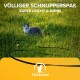 Eine verspielte Katze sitzt auf einem üppigen grünen Feld, mit dem Text "Völliger Schnupperspaß Super leicht & dünn" und dem Tierhood-Logo am unteren Rand.