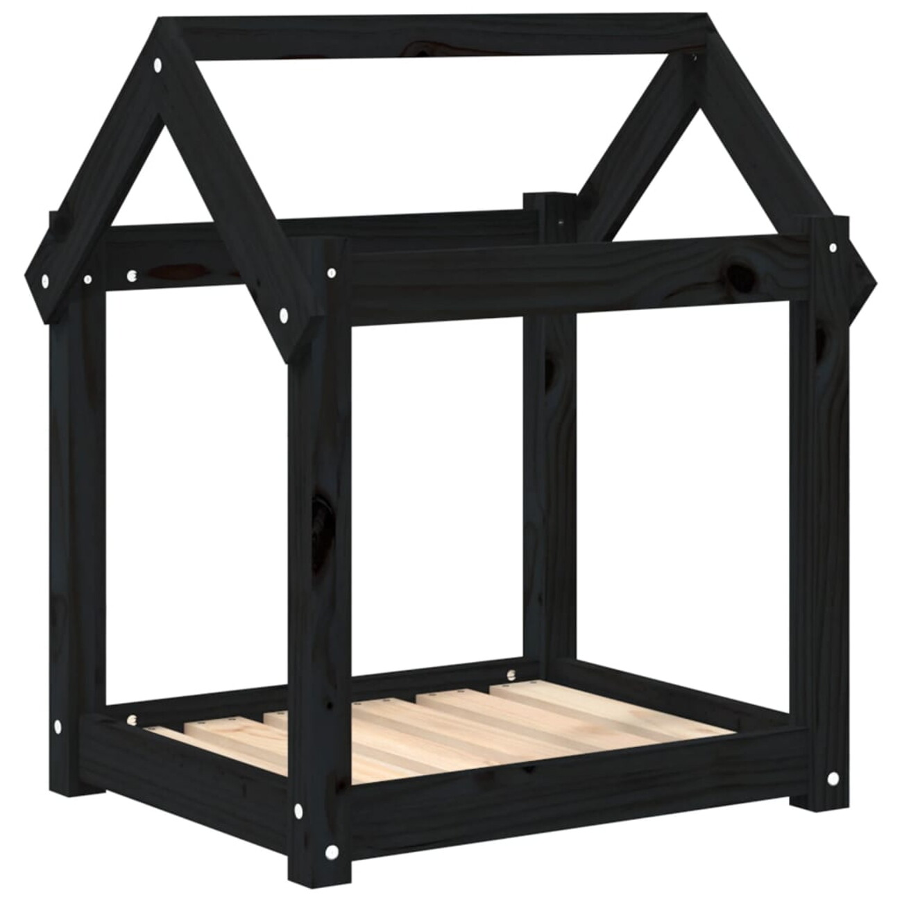 Schwarz Vidaxl Dog Bed Black 61X50x70 Cm Solid Wood Pine - Bild 2