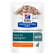 Hill's Prescription Diet w/d Multi-Benefit Katzenfutterbeutel mit zarten Stückchen in Soße mit Huhn, vom Tierarzt empfohlen.