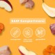 Oranges Werbebild 'BARF Komplettmenü' mit Symbolen: Monoprotein · 100% frisch & natürlich · getreidefrei; Fleisch, Apfel, Birne, Karotte.