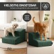 Grüne Haustierstufen mit kleinem weißen Hund und orange getigertem Kater; sichtbarer Text: VIELSEITIG EINSETZBAR, ideal für Hunde & Katzen