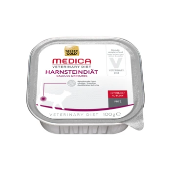 Medica Veterinary Diet Harnsteindiät-Pâté für Hunde, 100 g, gekennzeichnet als diätetisches Vollfutter zur Behandlung von Harnsteinen.